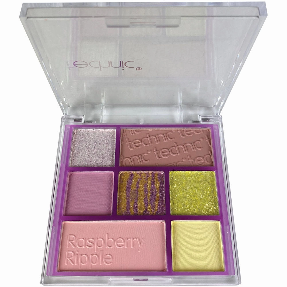 Technic Cosmetics 7 Colour Pressed Pigment Eyeshadow Palette Raspberry Ripple - Makeup Beauty Glamour Vibrant Shades Palette