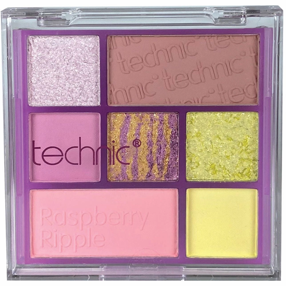Technic Cosmetics 7 Colour Pressed Pigment Eyeshadow Palette Raspberry Ripple - Makeup Beauty Glamour Vibrant Shades Palette