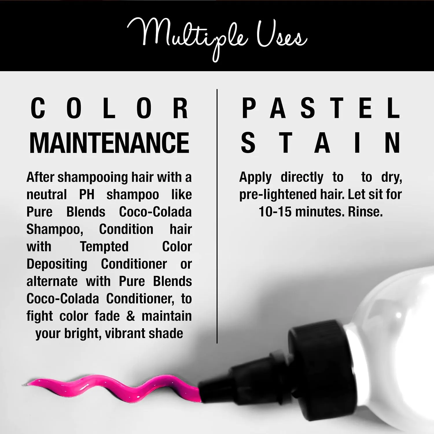 Tempted Pink Intense Color Depositing Conditioner - Brighten and Tone Faded Hair with Semi-Permanent , Prevents Fade, Extends Vibrant Tones for Dyed Hair, 8.5 Oz.
