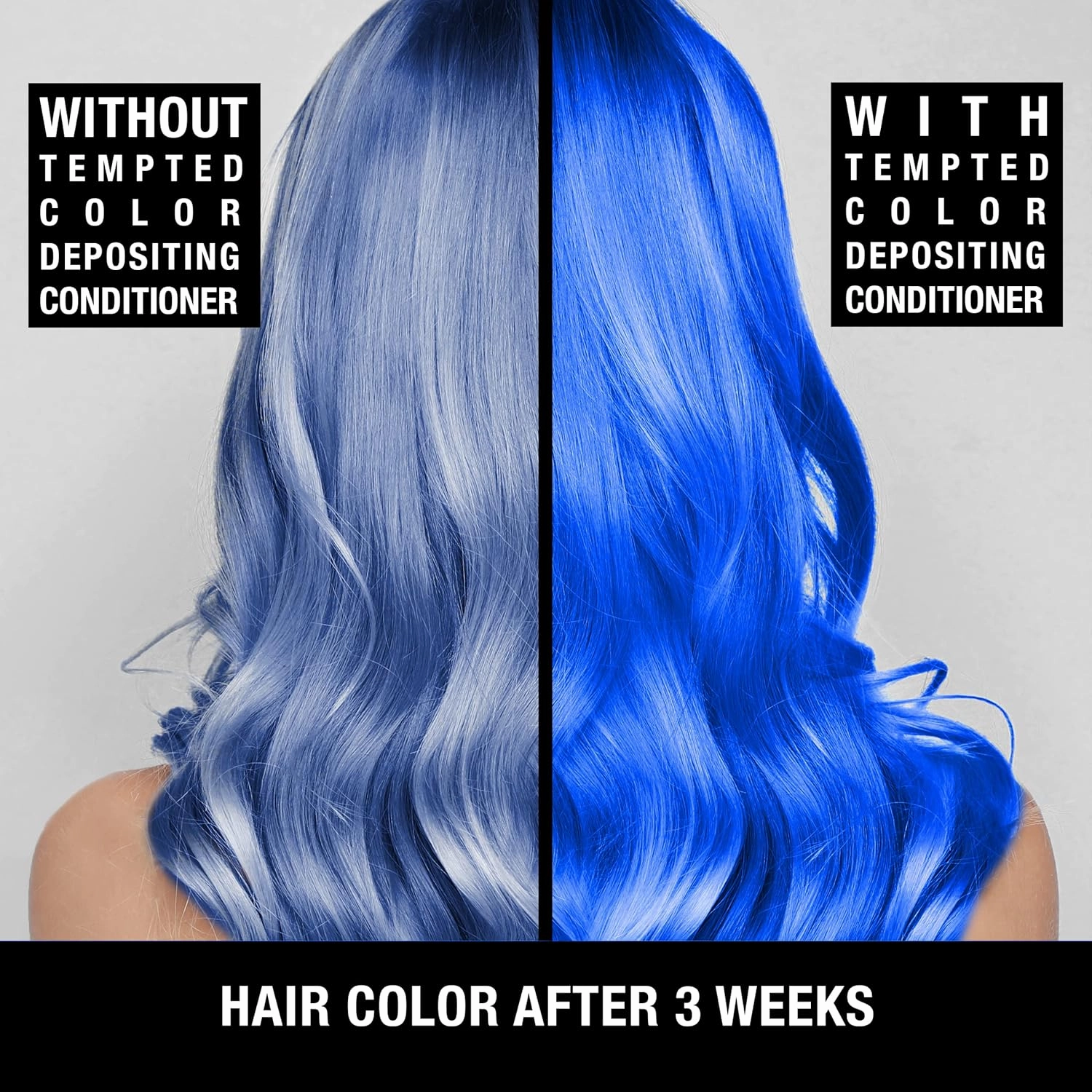 Tempted Blue Intense Color Depositing Conditioner - Brighten & Tone Faded Hair, Semi-Permanent Dye Prevents Fade, Extends Vibrant Tones for Dyed Hair, 8.5 Oz