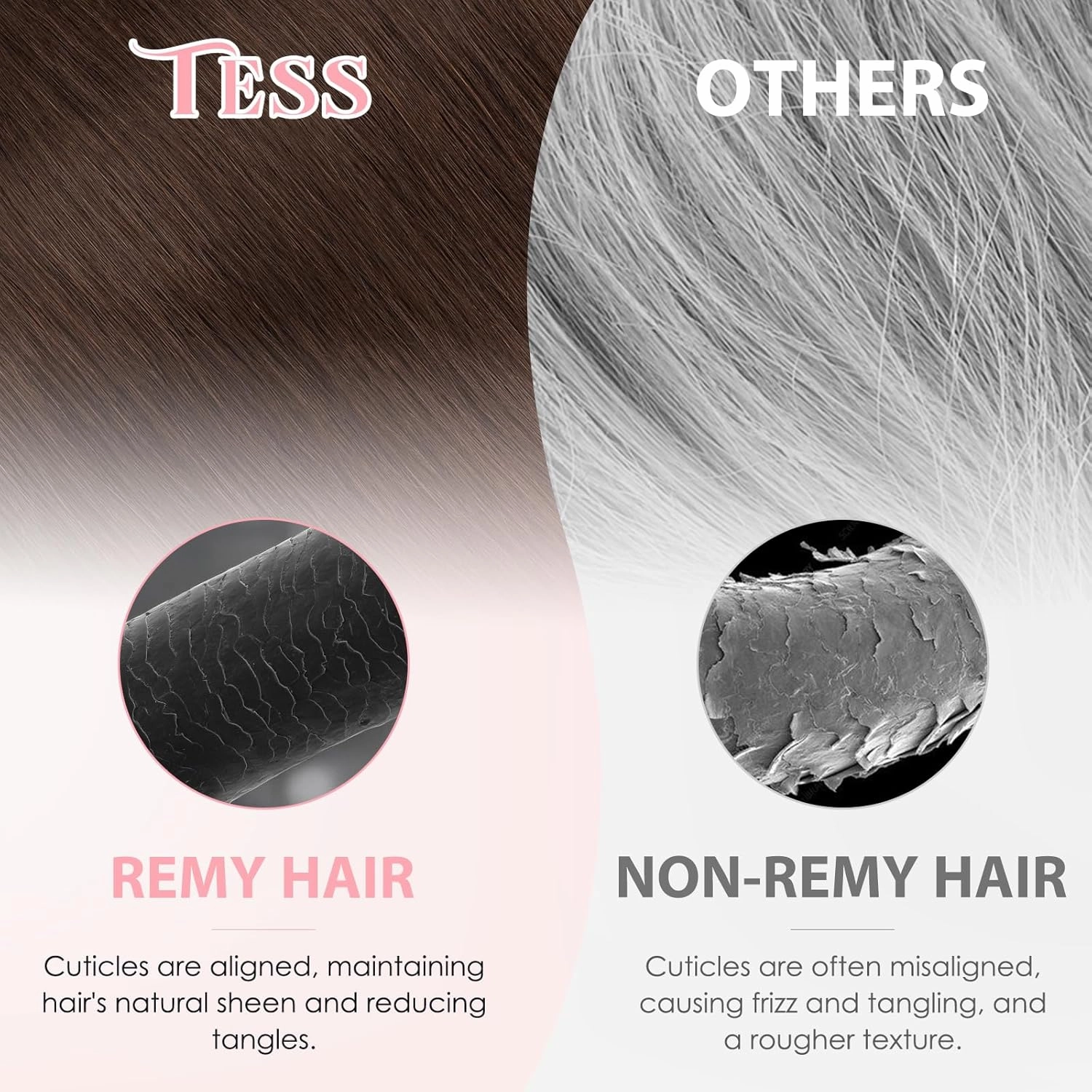 TESS Human Hair Halo Extensions 100% Remy Hair 12 Inch Straight Adjustable Invisible Wire Easy to Use Clip in, Dark Brown
