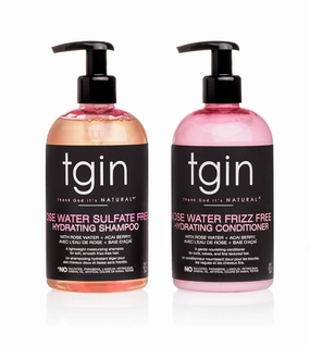 tgin Rose Water Shampoo   Conditioner Duo for Curly, Coily and Wavy Hair, Sulfate Free, with Rose Water, Acai Berries, Nourishes and Detangles Dry, Color Treated Hair, 13 oz