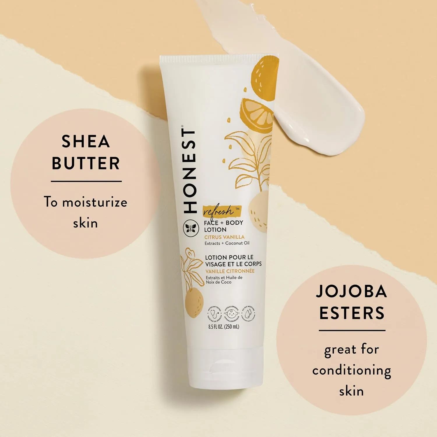 The Honest Company 2-in-1 Cleansing Shampoo   Body Wash and Face   Body Lotion Bundle | Gentle for Baby | Naturally Derived | Citrus Vanilla Refresh, 18.5 fl oz