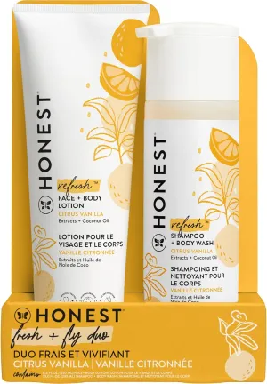 The Honest Company 2-in-1 Cleansing Shampoo   Body Wash and Face   Body Lotion Bundle | Gentle for Baby | Naturally Derived | Citrus Vanilla Refresh, 18.5 fl oz