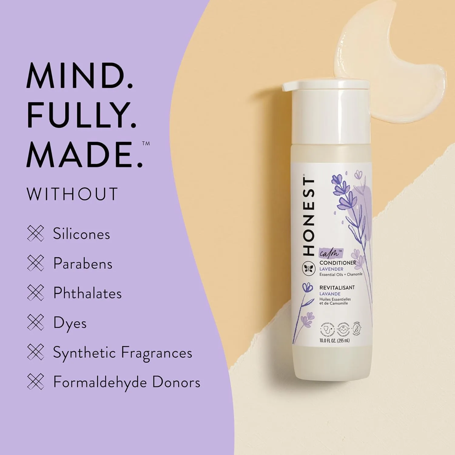 The Honest Company Silicone-Free Conditioner & 2-in-1 Cleansing Shampoo   Body Wash Duo | Gentle for Baby | Naturally Derived | Lavender Calm, 20 fl oz