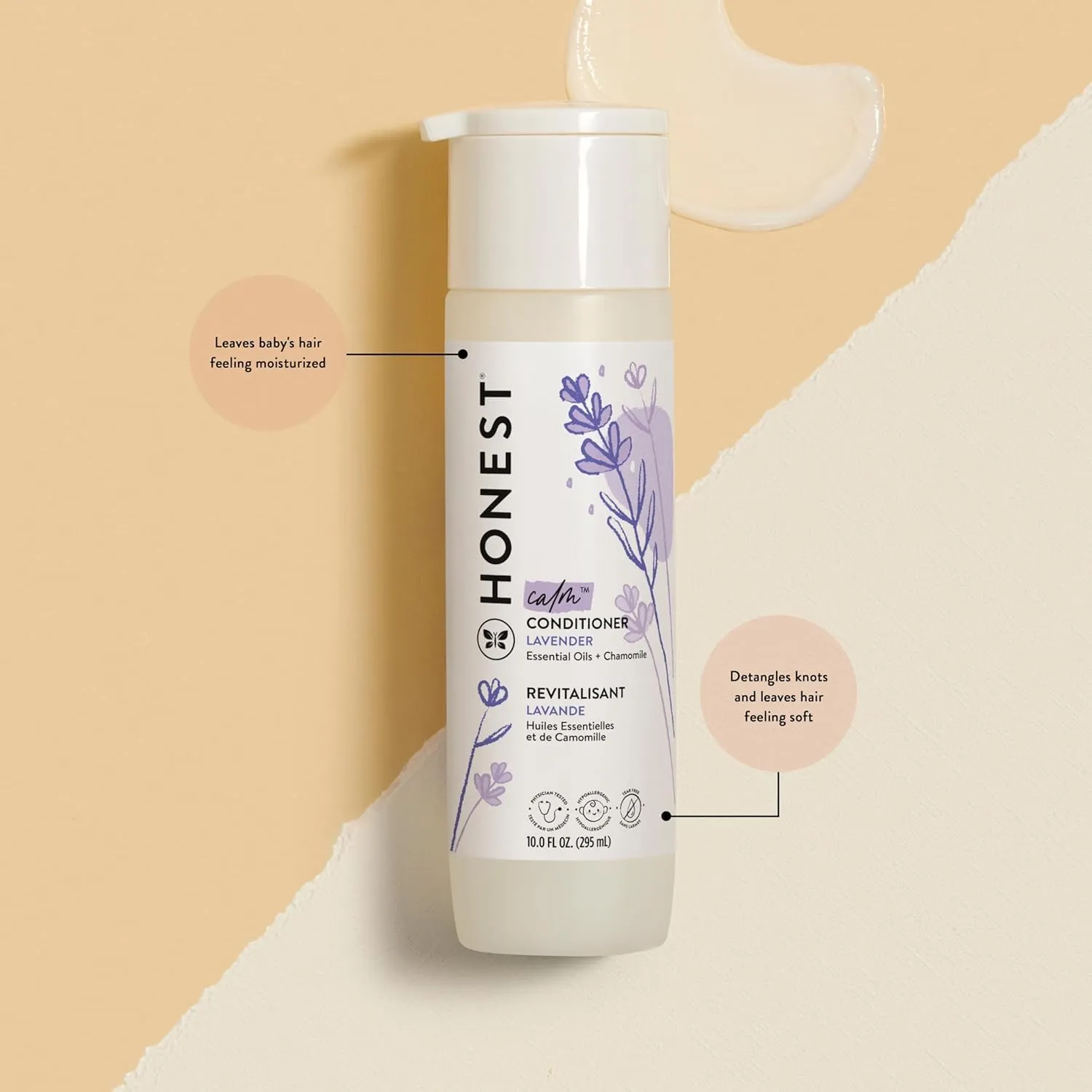 The Honest Company Silicone-Free Conditioner & 2-in-1 Cleansing Shampoo   Body Wash Duo | Gentle for Baby | Naturally Derived | Lavender Calm, 20 fl oz