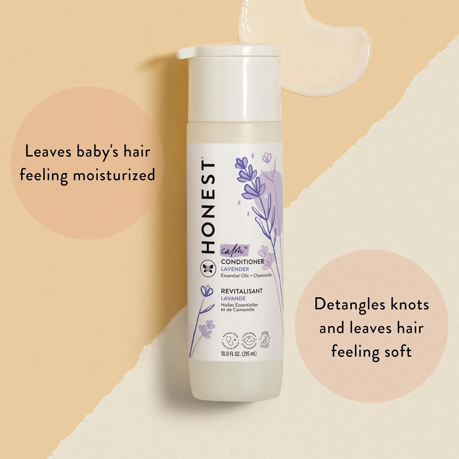 The Honest Company Silicone-Free Conditioner & 2-in-1 Cleansing Shampoo   Body Wash Duo | Gentle for Baby | Naturally Derived | Lavender Calm, 20 fl oz