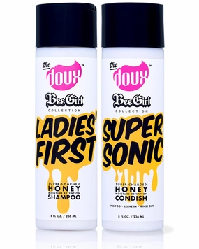 The Doux LADIES FIRST Honey Shampoo and SUPERSONIC Honey Condish - Hydrating Curl Shampoo and Conditioner Bundle - Leave In Conditioner