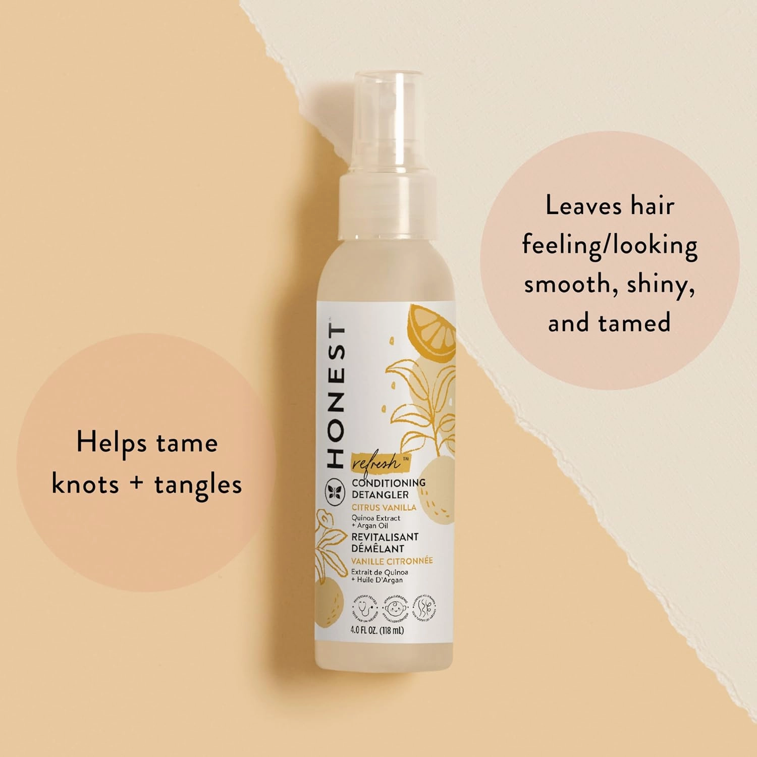 The Honest Company Citrus Vanilla 2-in-1 Cleansing Shampoo   Body Wash   Conditioning Detangler Bundle | Naturally Derived, Tear Free, Hypoallergenic | 10 fl oz, 4 fl oz