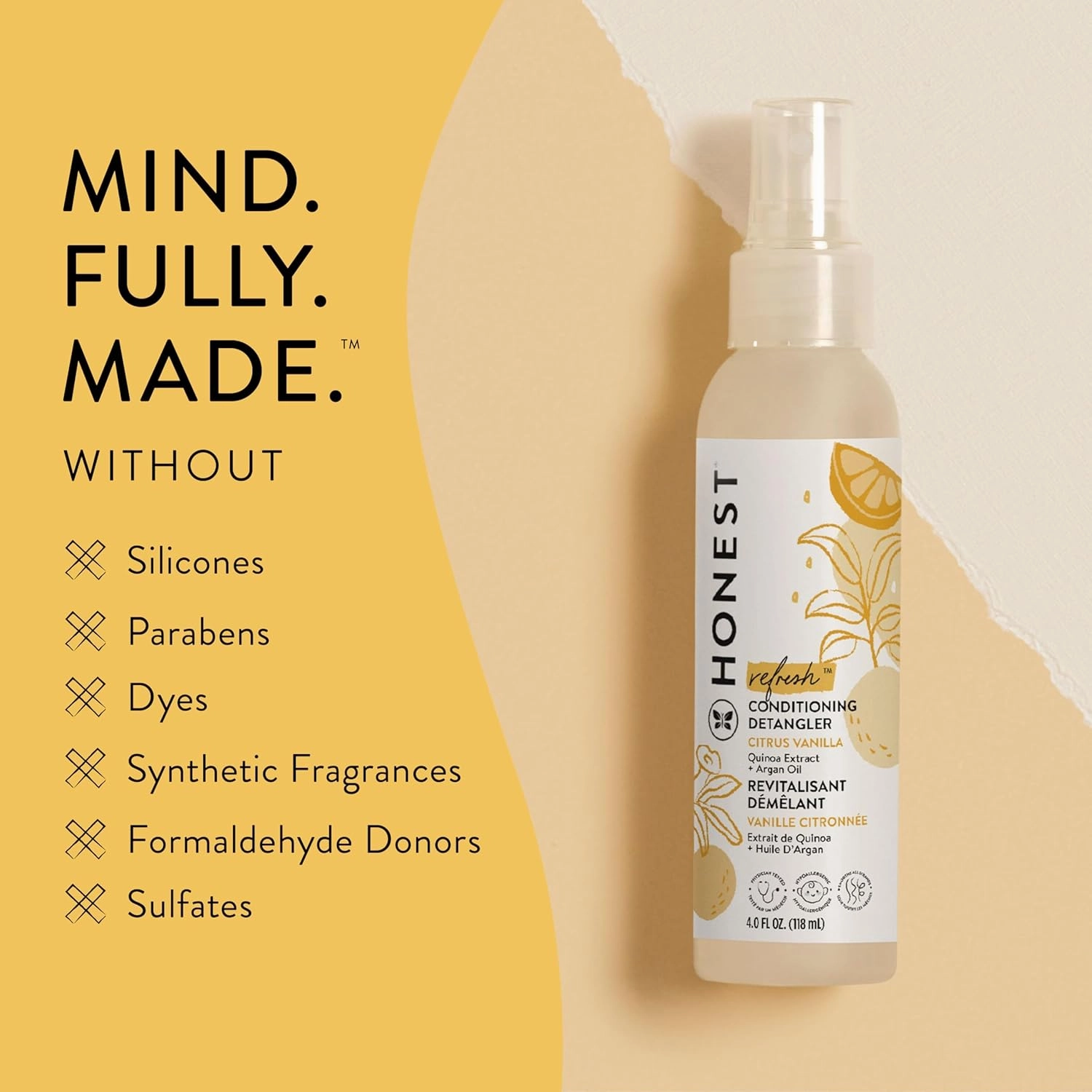 The Honest Company Citrus Vanilla 2-in-1 Cleansing Shampoo   Body Wash   Conditioning Detangler Bundle | Naturally Derived, Tear Free, Hypoallergenic | 10 fl oz, 4 fl oz