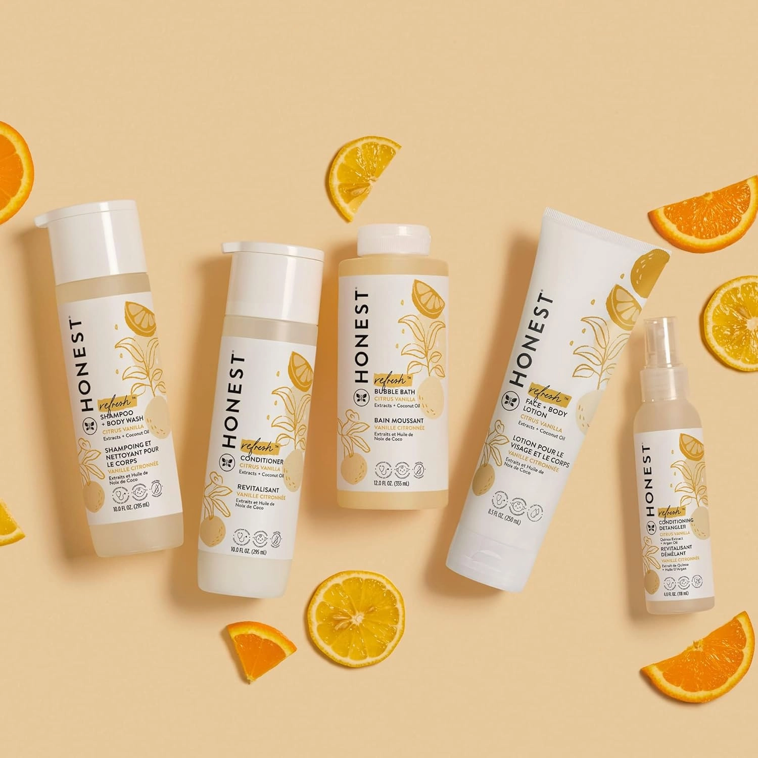 The Honest Company Citrus Vanilla 2-in-1 Cleansing Shampoo   Body Wash   Conditioning Detangler Bundle | Naturally Derived, Tear Free, Hypoallergenic | 10 fl oz, 4 fl oz