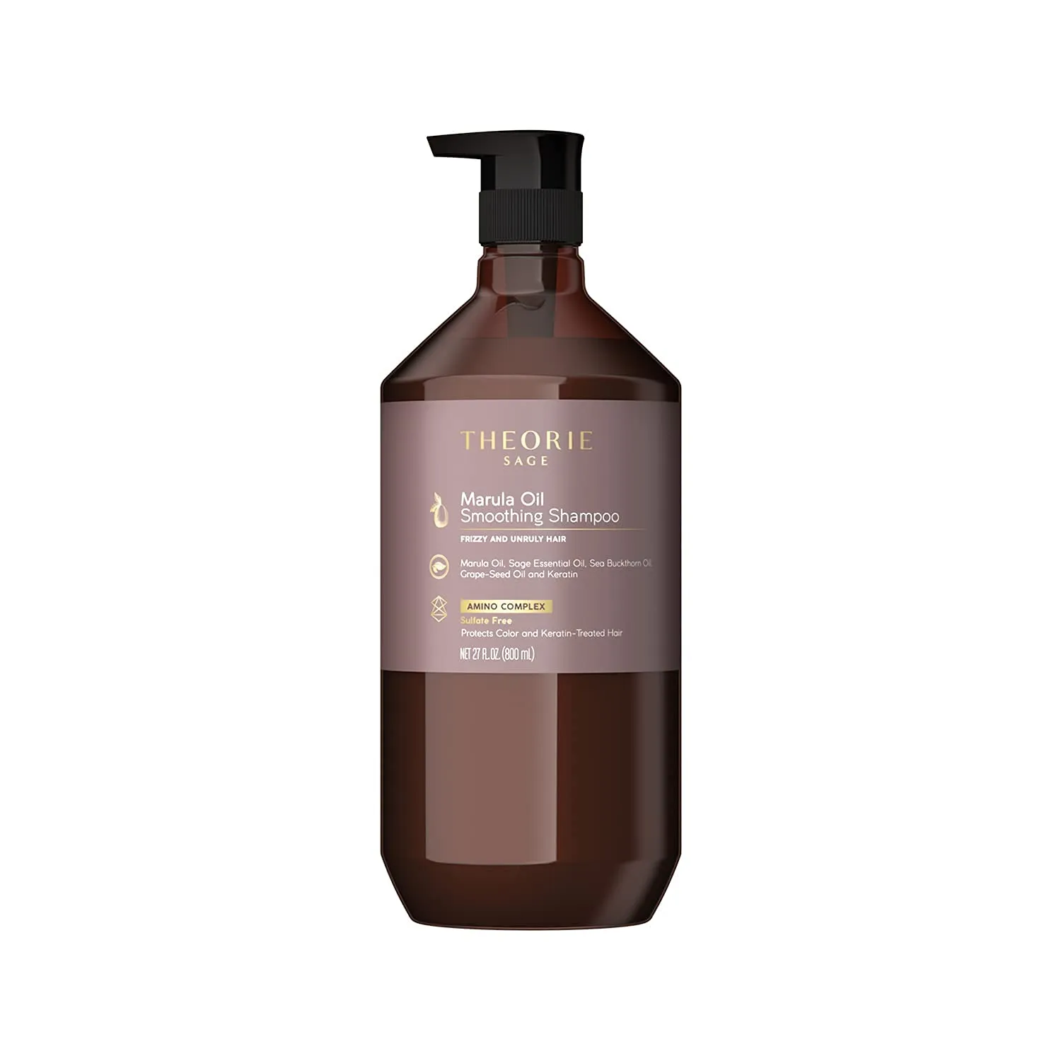 Theorie Smoothing Shampoo - Frizz Control with Marula, Sea Buckthorn & Grape Seed Oils, Sulfate-Free, Gluten-Free, All Hair Types, 800 ML