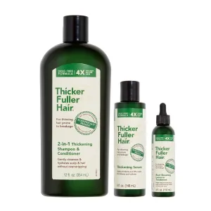 Thicker Fuller Hair 2-in-1 Thickening Shampoo and Conditioner - Root Boosting Leave-In Treatment - Hair Thickening Serum - Hydrating Shampoo with Aloe Leaf Juice - Fights Breakage - 2 pc