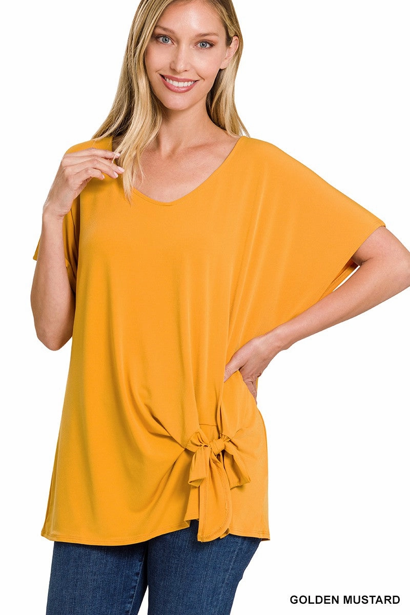 TIE TOP GOLDEN MUSTARD  .  ITY FRONT TIE TOP GOLDEN MUSTARD