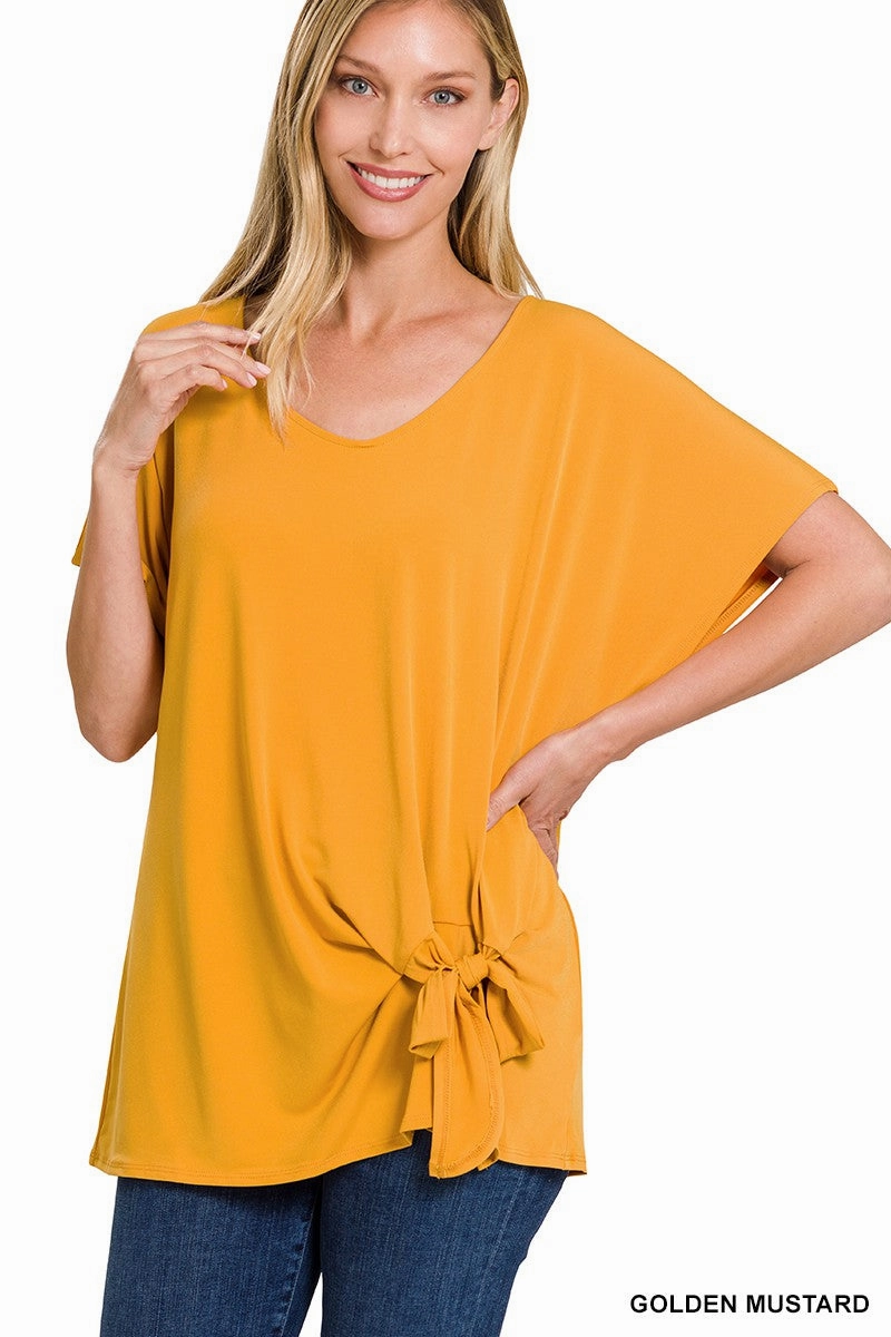 TIE TOP GOLDEN MUSTARD  .  ITY FRONT TIE TOP GOLDEN MUSTARD