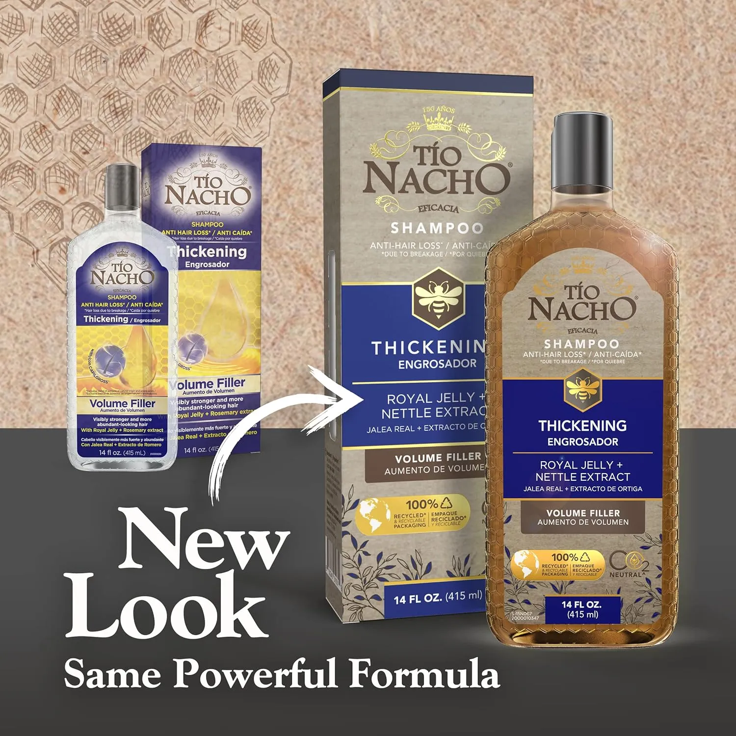 Tio Nacho Anti Hair Loss Thickening Volume Filler Shampoo with Royal Jelly & Rosemary, Volumizing & Body-Boosting Hair Care, 14 Fluid Ounces (Pack of 3)