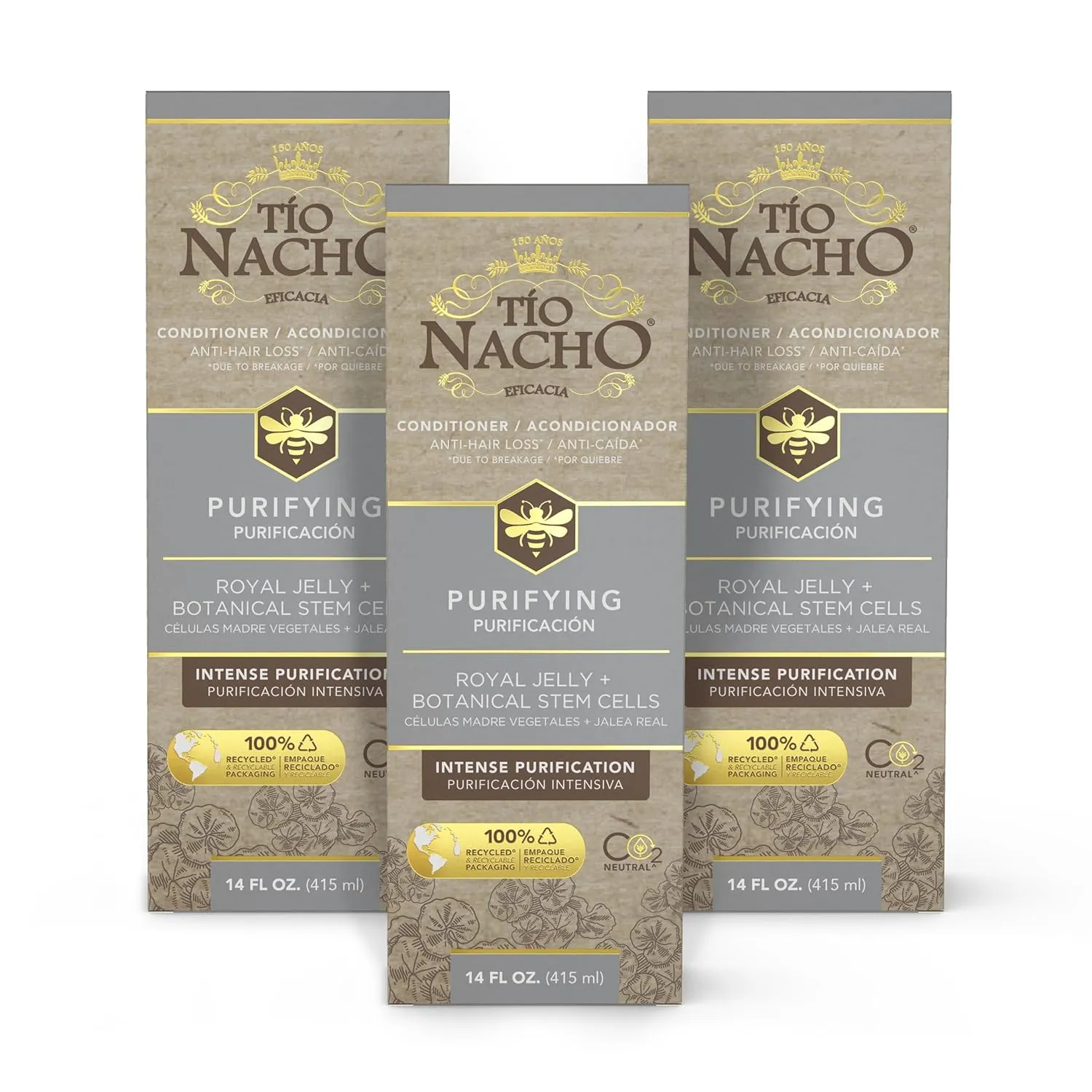Tio Nacho Conditioner, Purifying with Royal Jelly, Infused with Botanical Stem Cells for Intense Hair and Scalp Purification   Detoxifying Balance, 14 Fluid Ounces (3 Pack)…