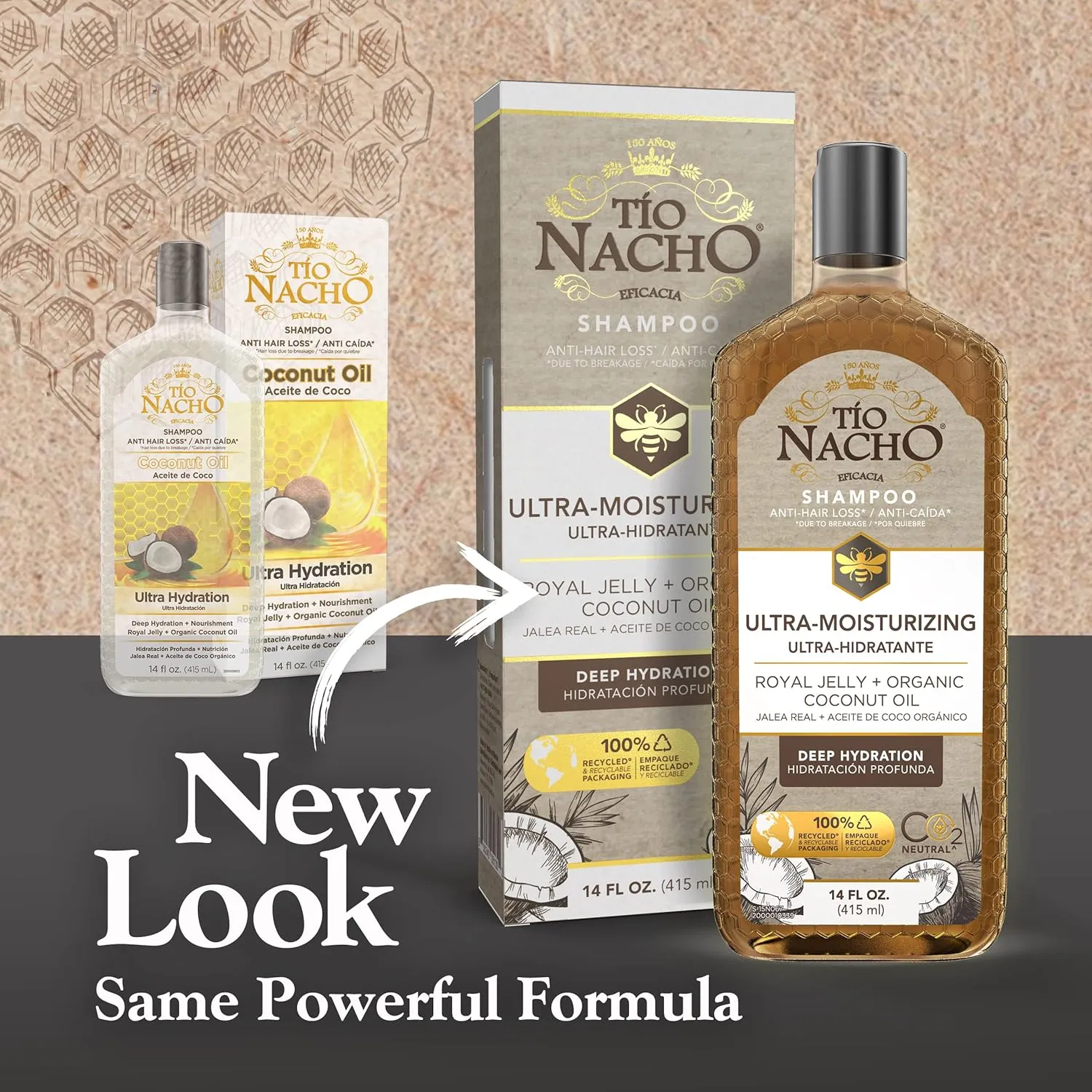 Tio Nacho Ultra Hydration Shampoo with Coconut Oil & Royal Jelly, Hydrating & Nourishing for Dry, Damaged Hair, Fights Frizz & Protects from Breakage, 14 Fluid Ounces (Pack of 3)