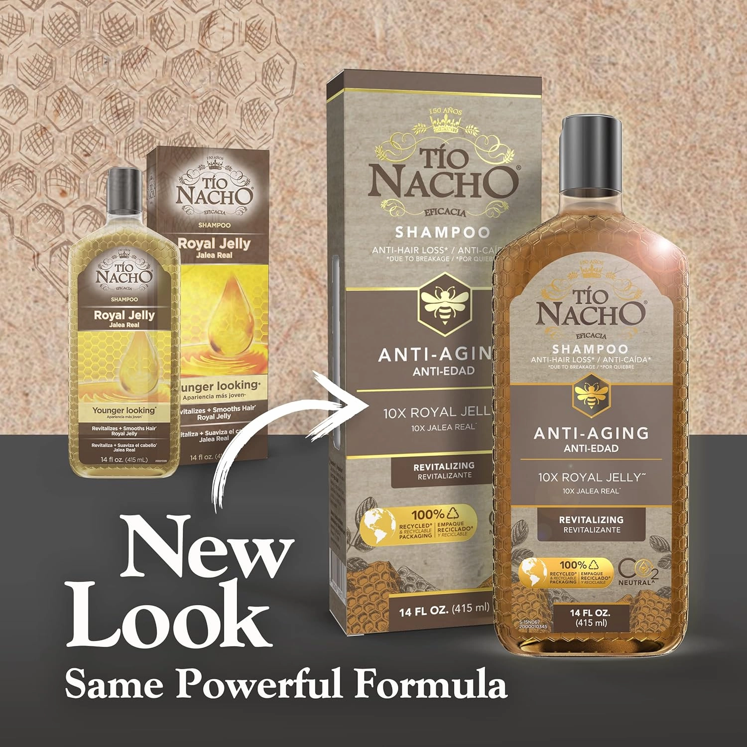 Tio Nacho Anti-Aging, Revitalizing Shampoo with Royal Jelly - Age-Defying Shampoo for Aging Hair, Defy Damage and Revitalize with Natural Ingredients for Stronger, Healthier Hair, 14 Oz (Pack of 3)