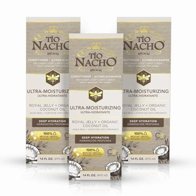Tio Nacho Ultra Hydration Coconut Oil Conditioner: Anti-Hair Loss, Deep Nourishment, UV Protection, Frizz Control with Organic Coconut Oil & Royal Jelly - 14 Oz (Pack of 3)