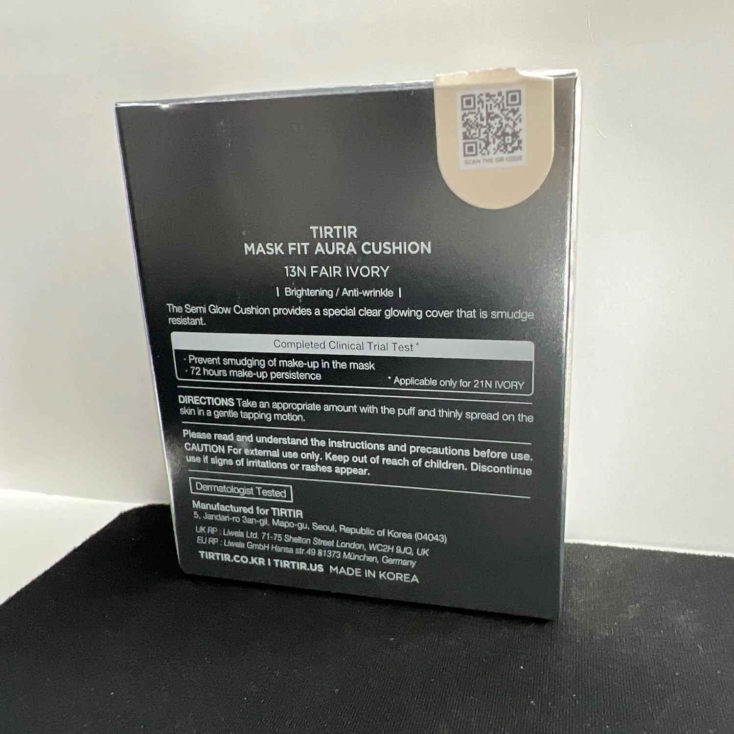 TIRTIR Mask Fit Aura Silver Cushion Foundation | Semi-glow Finish, Natural Coverage, Moisturizing, Lightweight, Korean cushion foundation (#13N Fair Ivory, Full Size, 0.63 Fl Oz)