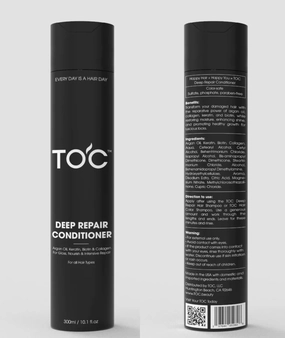 TOC Argan Oil Deep Repair Hair Conditioner 300ml, Strengthens and Repairs Weak and Brittle Hair, Keratin Conditioner for Damaged Hair, Color-Treated Hair, Dry Hair and All Hair Types - Sulfate Free