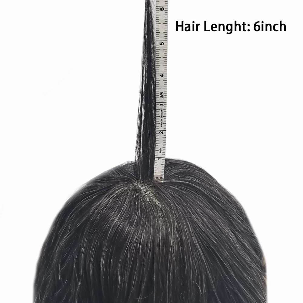 Toupee For Men Hair Pieces Real Human Hair Fine Mono Hair Replacement System Mens Toupee Hairpiece For Men Para Protesis Capilar 7x9 Medium light density #1B20 1B# OFF BLACK 20% GREY