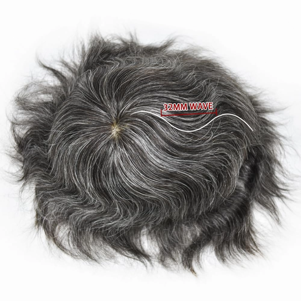Toupee For Men Hair Pieces Real Human Hair Fine Mono Hair Replacement System Mens Toupee Hairpiece For Men Para Protesis Capilar 7x9 Medium light density #1B30 1B# OFF BLACK 30% GREY