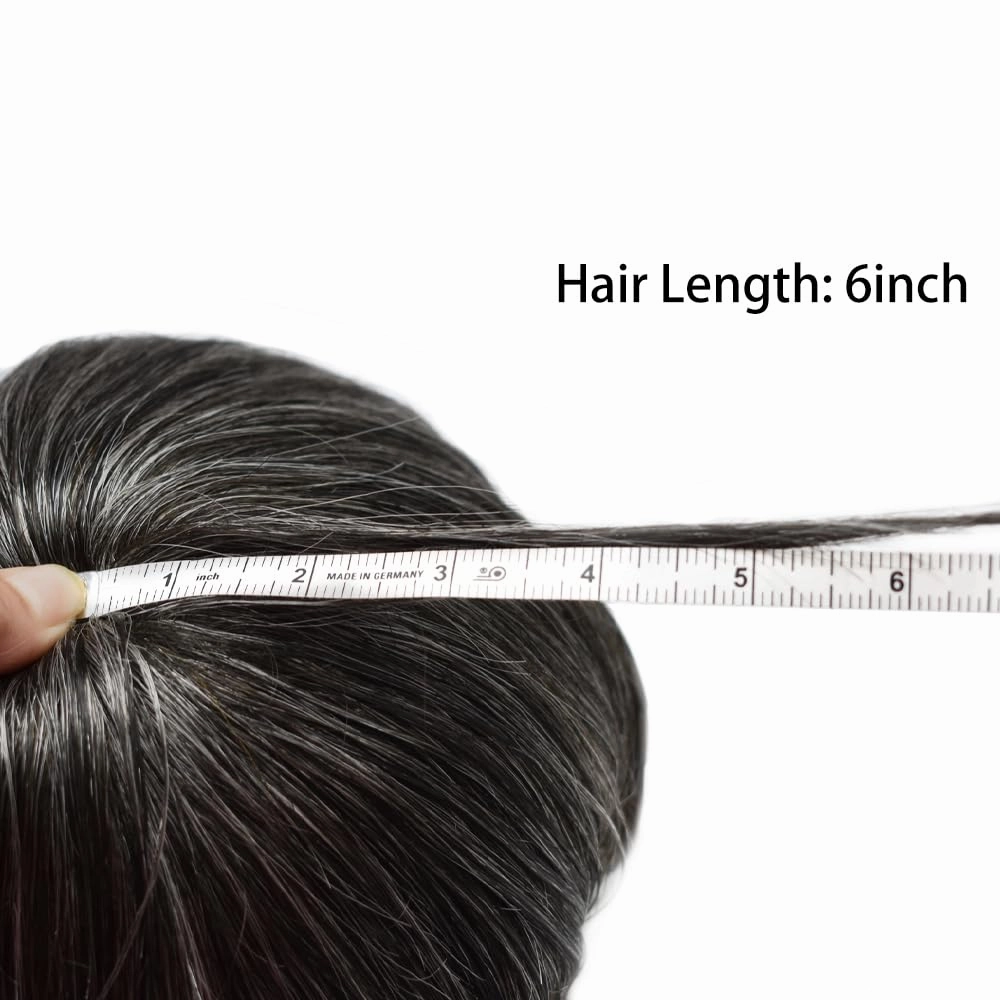 Toupee For Men Hair Pieces Real Human Hair Fine Mono Hair Replacement System Mens Toupee Hairpiece For Men Para Protesis Capilar 7x9 Medium light density #1B40 1B# OFF BLACK 40% GREY