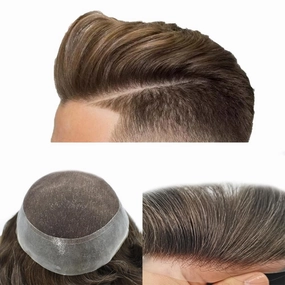 Toupee For Men Hair Replacement System Real Human Hair Piece For Men Swiss Lace Mens Toupee Hair Pieces Hair System For Men 8x10 100% light to medium density4ASH#