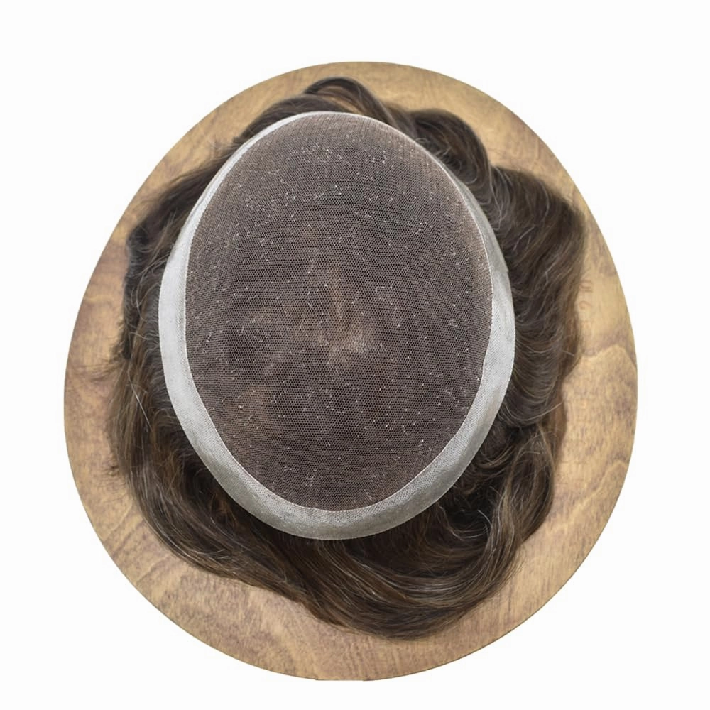Toupee For Men Hair Replacement System Real Human Hair Piece For Men Swiss Lace Mens Toupee Hair Pieces Hair System For Men 8x10 100% light to medium density4ASH#