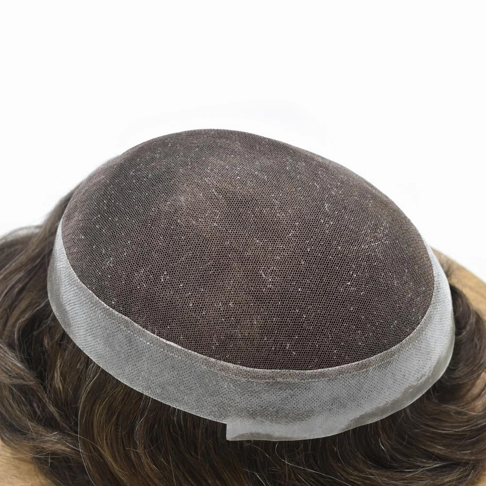 Toupee For Men Hair Replacement System Real Human Hair Piece For Men Swiss Lace Mens Toupee Hair Pieces Hair System For Men 8x10 100% light to medium density4ASH#