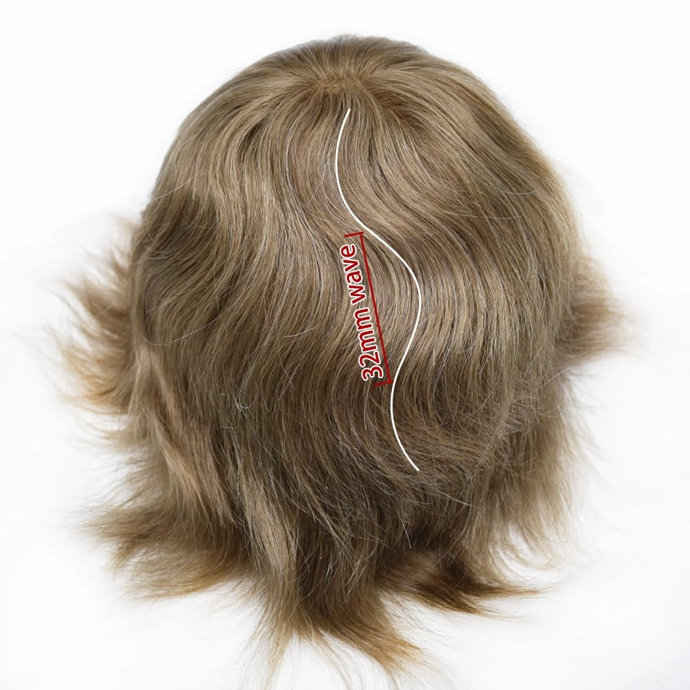 Toupee For Men Hair Replacement System Real Human Hair Piece For Men Swiss Lace Mens Toupee Hair System For Men 8x10 100% light to medium density#1810 18# MEDIUM BLONDE 10% GREY