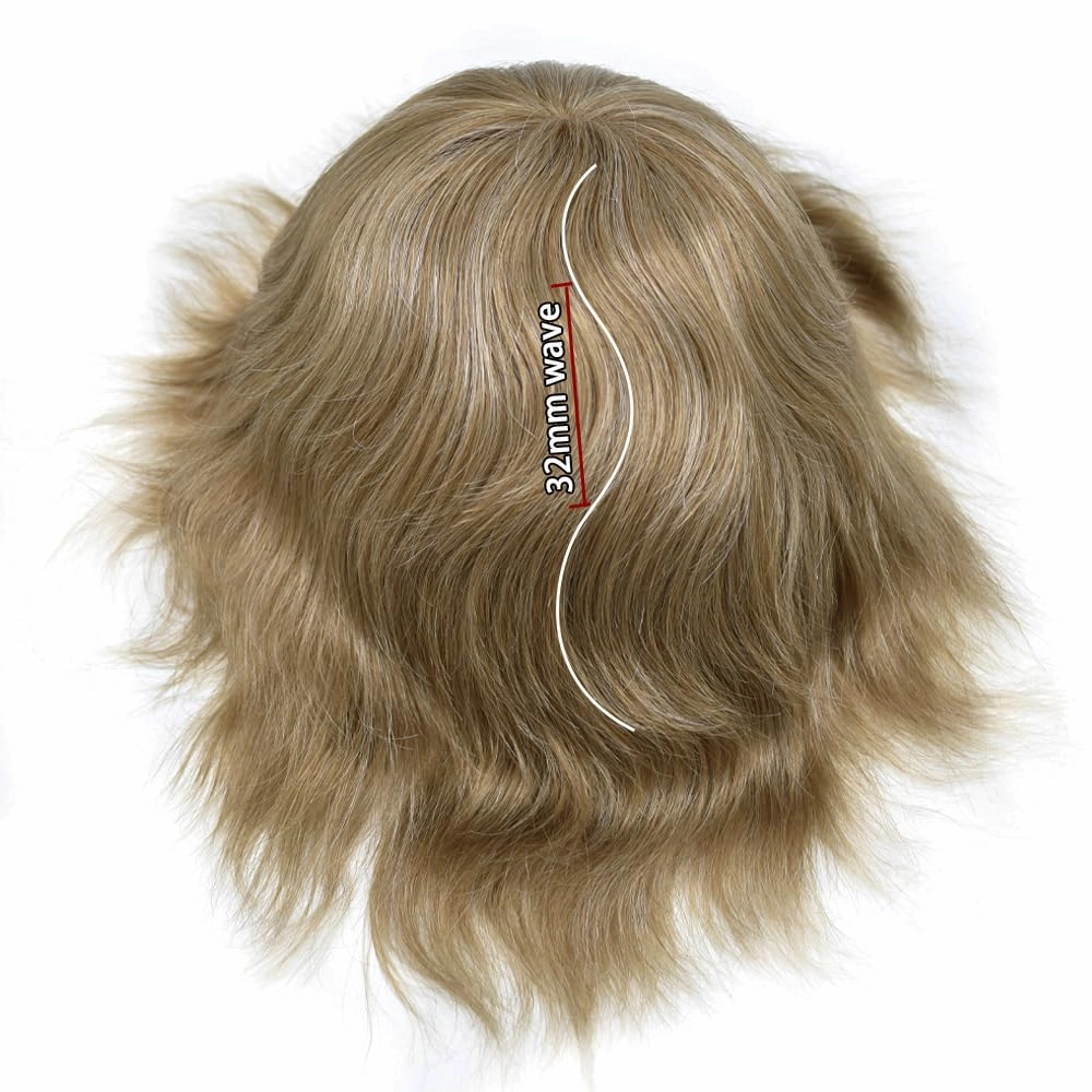 Toupee For Men Human Hair Piece For Men Replacement System Fine Welded Mono Full Lace Mens Toupee Mens Hairpiece 8x10 100% light to medium density#1830 18# MEDIUM BLONDE 30% GREY