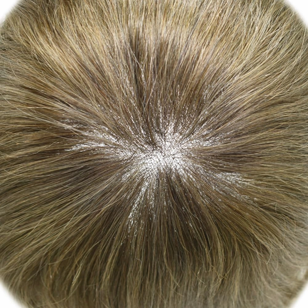 Toupee For Men Human Hair Piece For Men Replacement System Fine Welded Mono Full Lace Mens Toupee Mens Hairpiece 8x10 100% light to medium density#1830 18# MEDIUM BLONDE 30% GREY