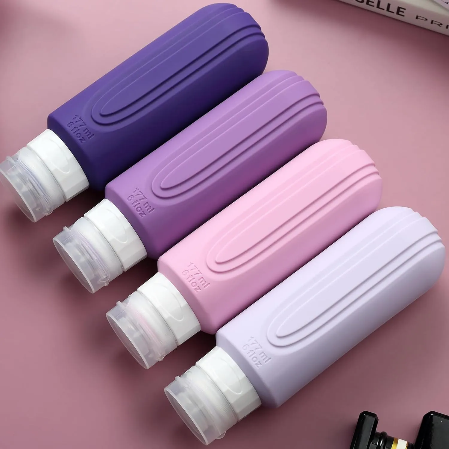 Travel Bottles for Toiletries, Large 6oz Oversize Containers, BPA Free Leak Proof Tubs Refillable Liquid Travel Accessories with Toiletry Bag for Cometic Shampoo and Lotion Soap (4 Pack)