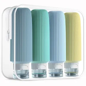 Travel Bottles for Toiletries, Large 6oz Travel Size Containers, BPA Free Leak Proof Tubs Refillable Liquid Accessories with Toiletry Bag for Cometic Shampoo and Lotion Soap (4 Pack)