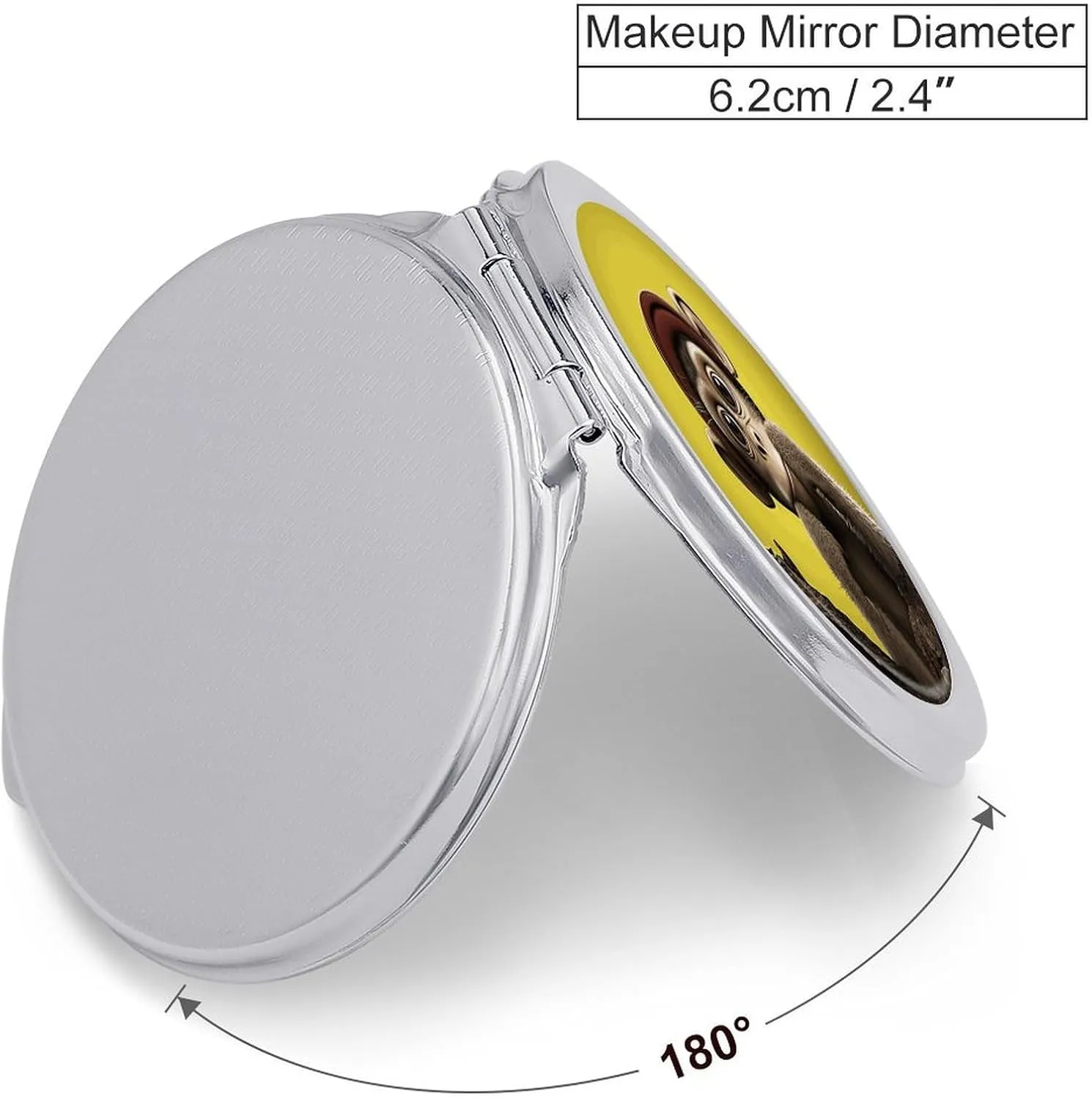 Travel Compact Makeup Mirror Cute Pocket Round Folding Mirror Curious Monkey Printed Portable 2 X 1x Magnification Makeup Mirror, Ideal for Handbag, Girls Gift