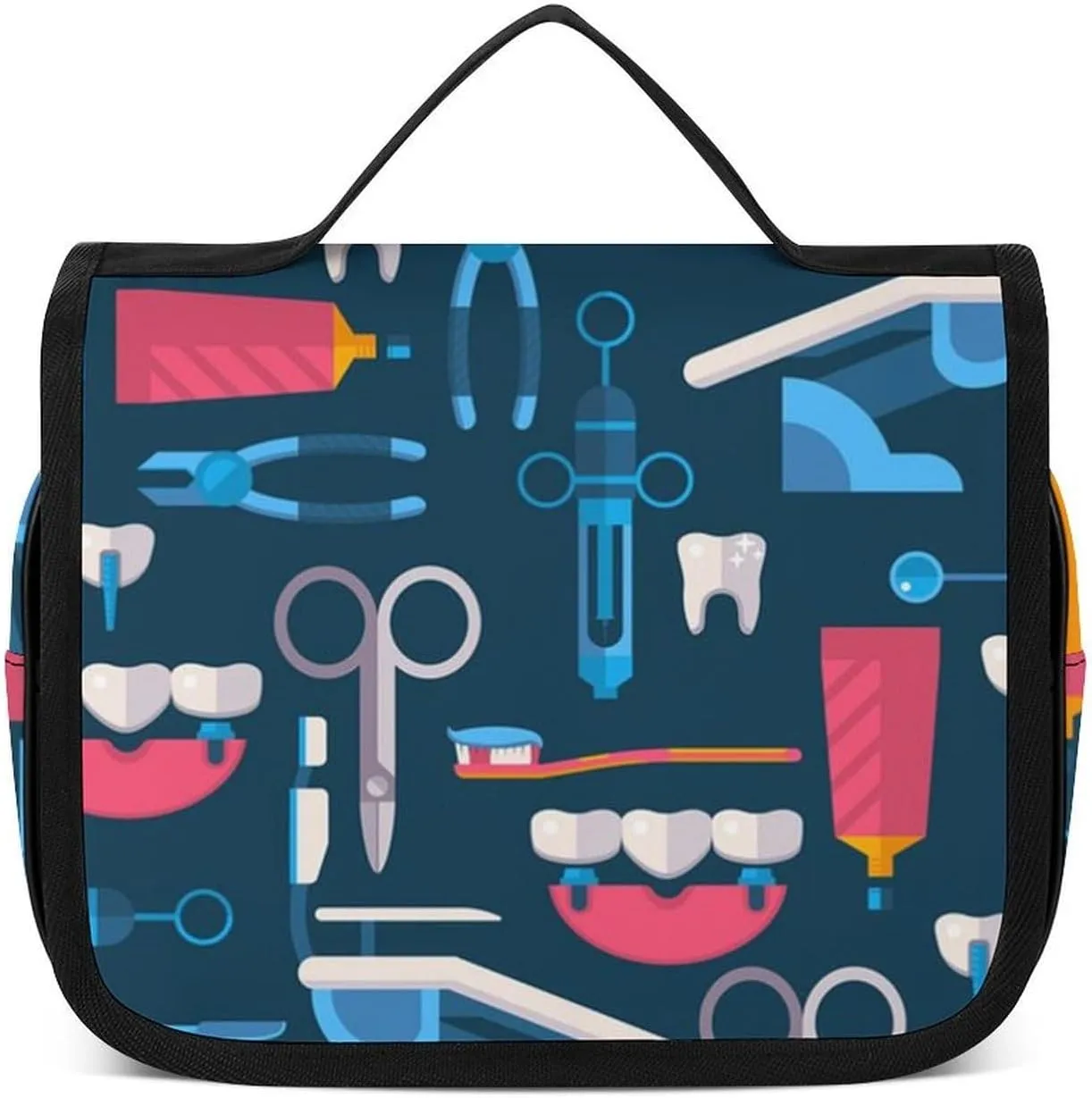 Travel Toiletry Bag for Women, Hanging Toiletry Bag with Multi Pockets, Toiletry Bag for Travel Organizer Compatible with Teeth Dental Seamless Pattern