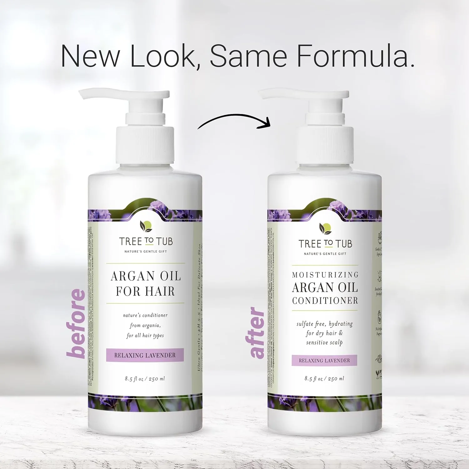 Tree to Tub Moisturizing Conditioner for Dry Hair & Dry Scalp - Hydrating Sulfate Free Argan Oil Conditioner & Vegan Hair Moisturizer for Women & Men w/Organic Coconut Oil, All Natural Lavender