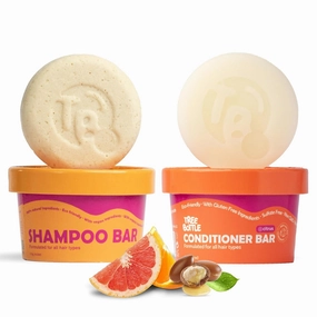 Tree Bottle Shampoo & Conditioner Bar Set - Citrus Essential Oils   Argan Oil for Volumizing, Nourishing and Strengthening - Plastic-Free - 7.8oz (Pack of 2)