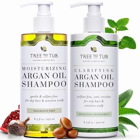 Tree to Tub Fragrance Free Shampoo and Argan Oil Conditioner for Dry or Oily Hair & Sensitive Scalp - Gentle Unscented Hydrating Hair Shampoo for Women & Men and Moisturizing Sulfate Free Conditioner