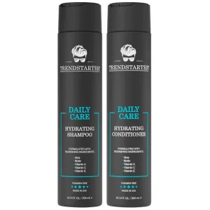 TRENDSTARTER - DAILY CARE - HYDRATING SHAMPOO & HYDRATING CONDITIONER Set (10.14 Fl.Oz ea.) - Made with Aloe, Vitamin A, Vitamin C, and Vitamin E for Healthy Hair and Healthy Scalp - Launched 2023