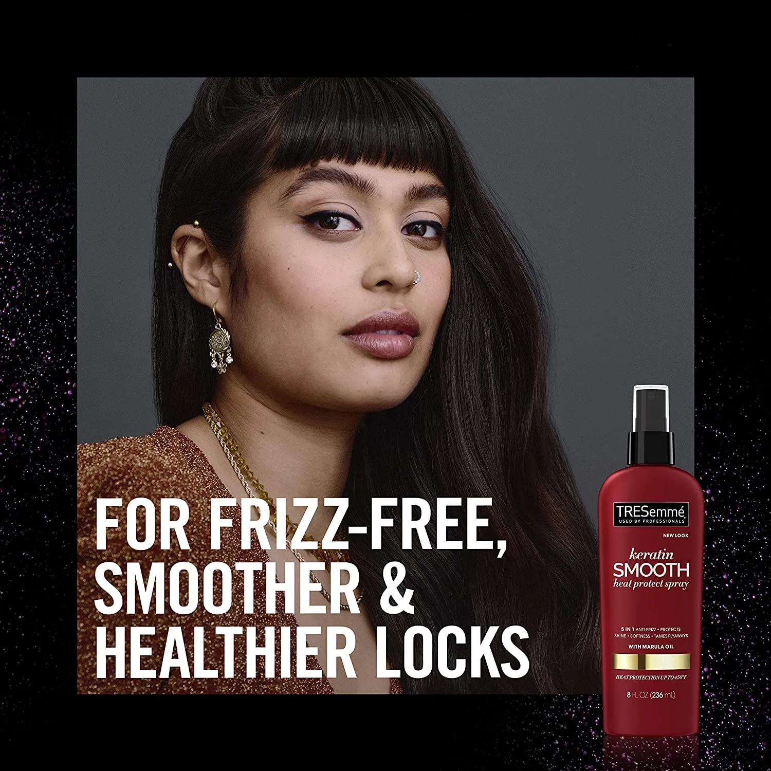 Tresemmé Heat Protect Spray with Marula Oil, Keratin Smooth for 5-in-1 Anti-Frizz Control 8 Oz