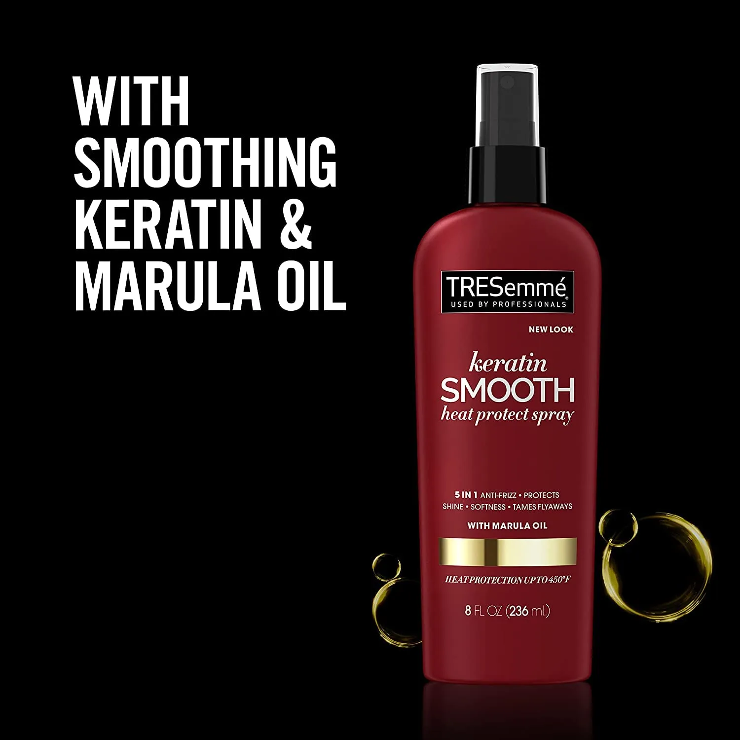 Tresemmé Heat Protect Spray with Marula Oil, Keratin Smooth for 5-in-1 Anti-Frizz Control 8 Oz