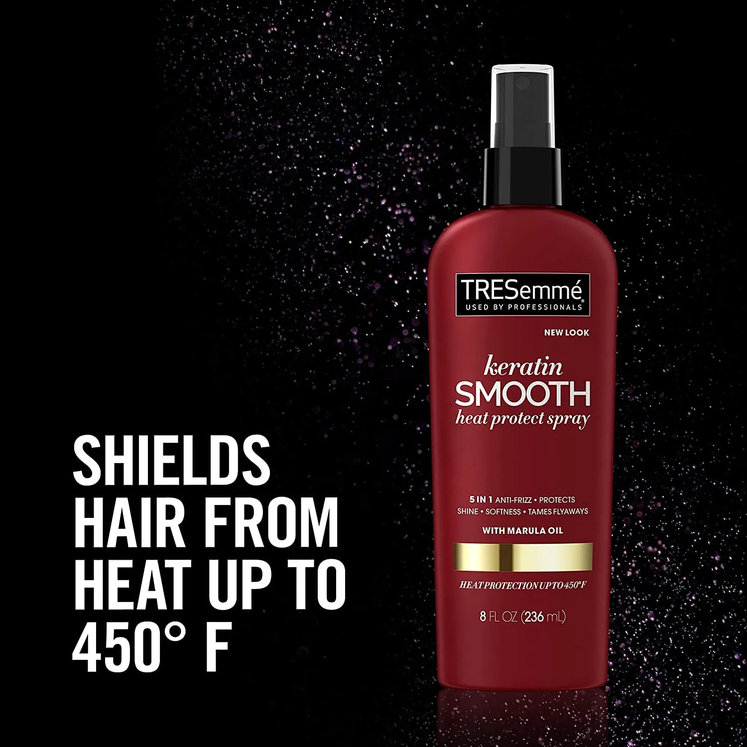 Tresemmé Heat Protect Spray with Marula Oil, Keratin Smooth for 5-in-1 Anti-Frizz Control 8 Oz