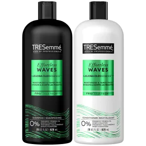 TRESemmé Shampoo and Conditioner, Effortless Waves – Wavy Hair Products for Frizz Control, Shiny Hair, and Wave Definition, 28 Oz Ea