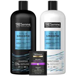 TRESemmé Shampoo and Conditioner Set, Silky & Smooth   Keratin Repair Hair Mask – Anti-Frizz Hair Products with Argan Oleo Blend (3 Piece Set)