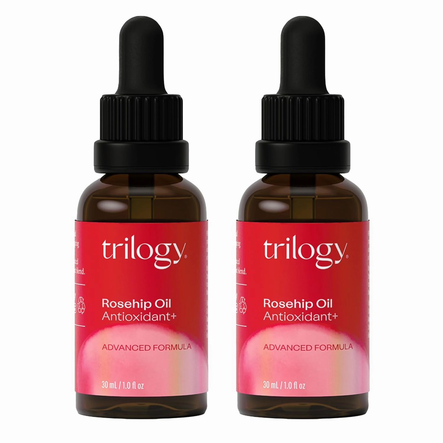 Trilogy Certified Organic Rosehip Oil Antioxidant  Duo, With Enriching Antioxidants & Essential Fatty Acids, 1.0 fl oz Each