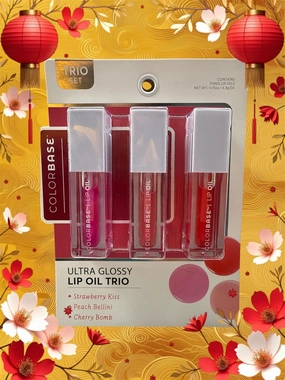 Trio set Ultra Glossy LIP OIL TRIO (STRAWBERRY KISS, PEACH BELLINI, CHERRY BOMB)